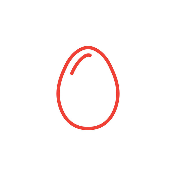 白い背景に卵ラインレッドアイコン。レッドフラットスタイルベクトルイラスト - ベクター画像