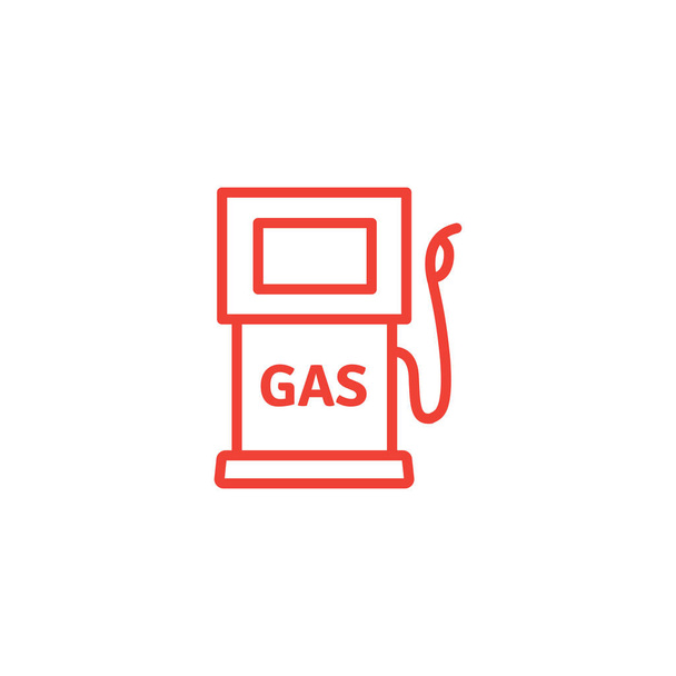 Gas Station Line Red Icon On White Background. Red Flat Style Vector Illustration. - Vector, Image