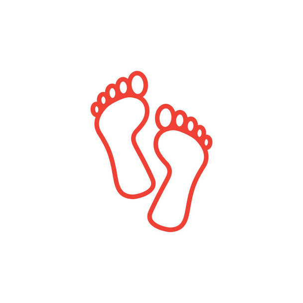 Fußabdrucklinie rotes Symbol auf weißem Hintergrund. rote flache Vektor-Illustration. - Vektor, Bild