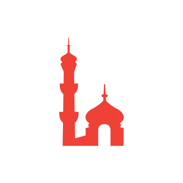 白の背景にモスクの赤いアイコン。レッドフラットスタイルベクトルイラスト - ベクター画像