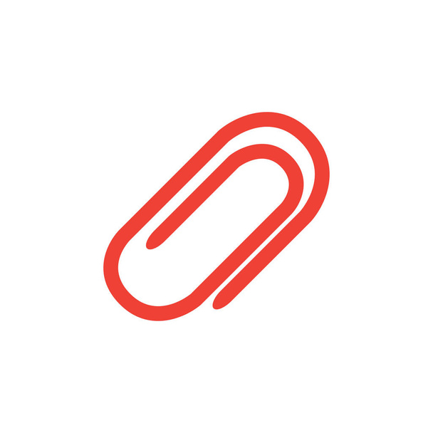 Paper Clip Red Icon On White Background. Red Flat Style Vector Illustration. - Vector, Image