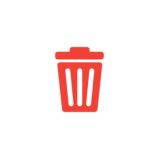 Recycle Bin Red Icon On White Background. Red Flat Style Vector Illustration. - Vector, Image