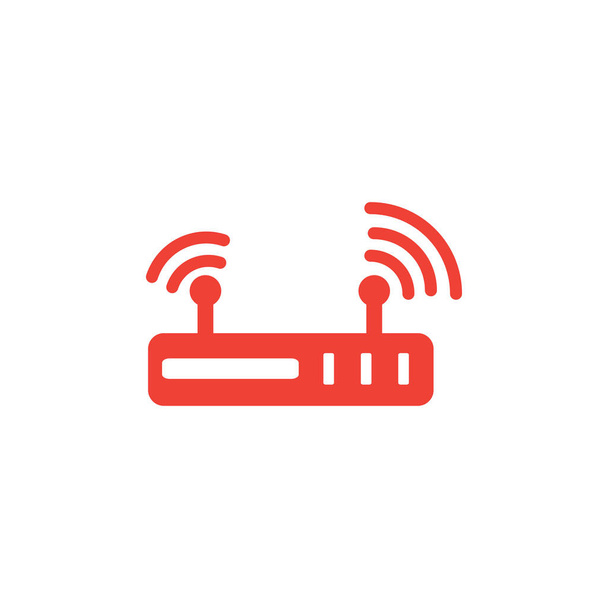 Router icona rossa su sfondo bianco. Illustrazione vettoriale in stile piatto rosso
. - Vettoriali, immagini