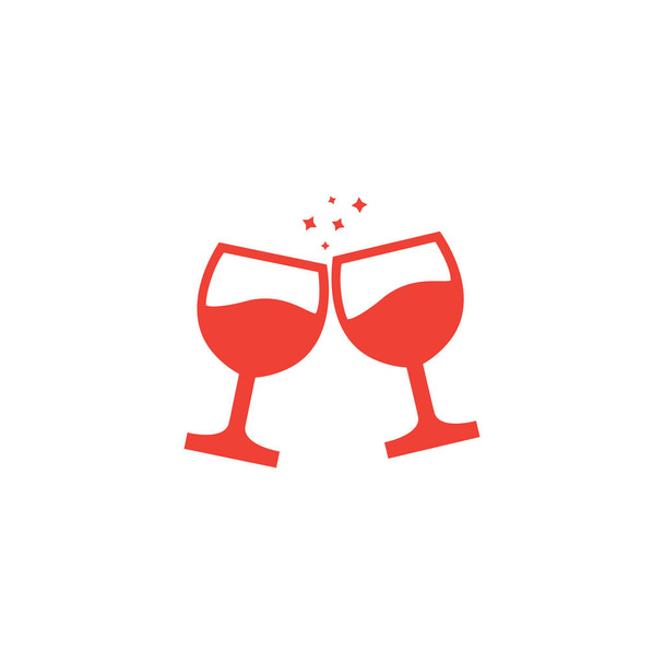 Bicchieri da vino Toast icona rossa su sfondo bianco. Illustrazione vettoriale in stile piatto rosso
 - Vettoriali, immagini