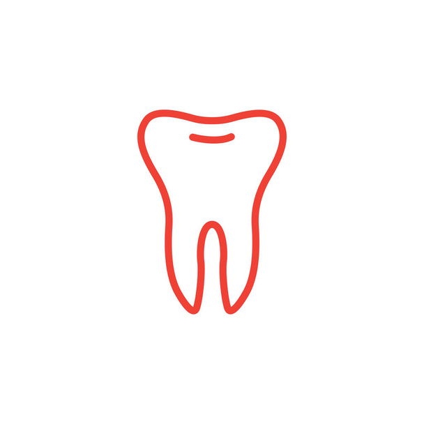 Línea de dientes Icono rojo sobre fondo blanco. Ilustración de vectores de estilo plano rojo
. - Vector, Imagen