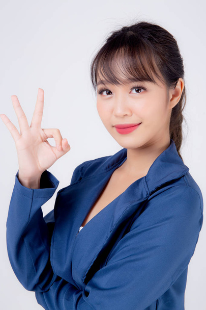 beau portrait jeune entreprise asiatique femme debout geste o
 - Photo, image