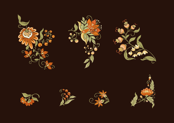 Tradition mughal motif, fantasy flowers - Διάνυσμα, εικόνα