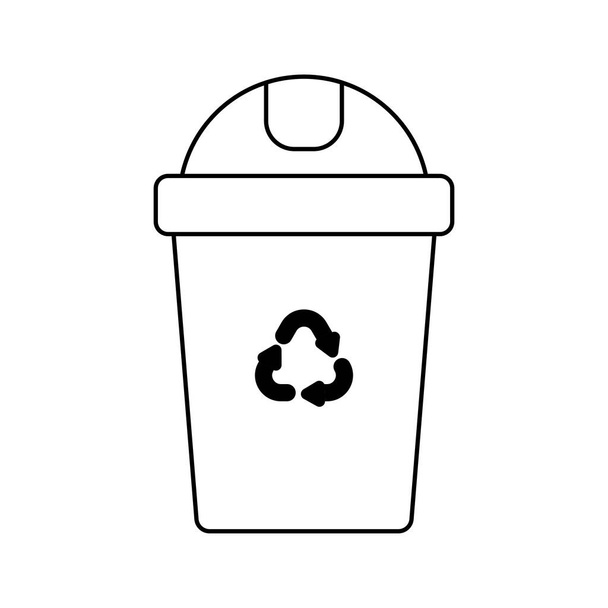 recycling basket silhouette on white background - Vector, Image