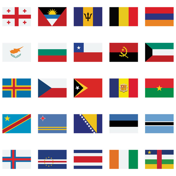World Flag izolowane Vector Illustration ustawić każdą flagę można łatwo edytować - Wektor, obraz