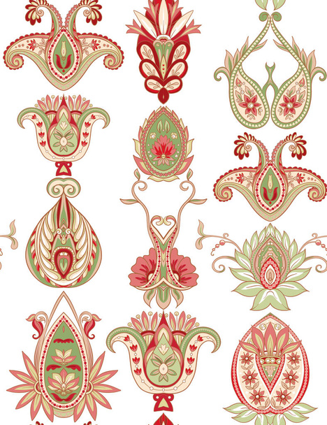 Pattern with traditional paisley. Floral vector - Vector, Image