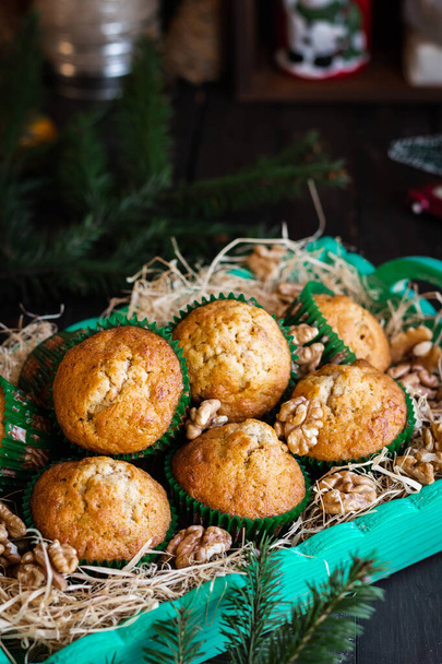 New Year and Christmas Carrot-Nut Muffins - Photo, Image