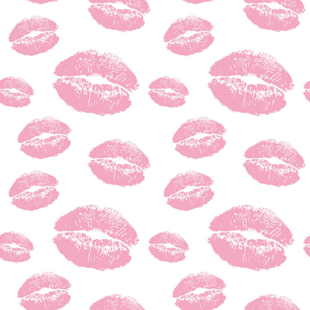 Öpücüklerle desensiz moda. Sevgililer Günü için örnek. Paket kağıdı şablonu. - Fotoğraf, Görsel