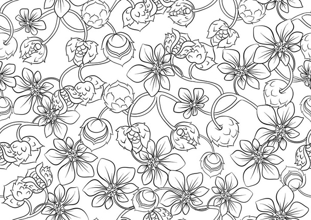 Hazelnut. Decorative motif. Seamless pattern - Вектор, зображення