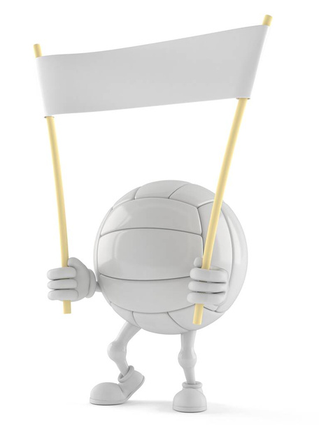 Personaje de voleibol sosteniendo banner en blanco
 - Foto, imagen