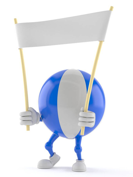 Strandbal karakter met blanco banner - Foto, afbeelding