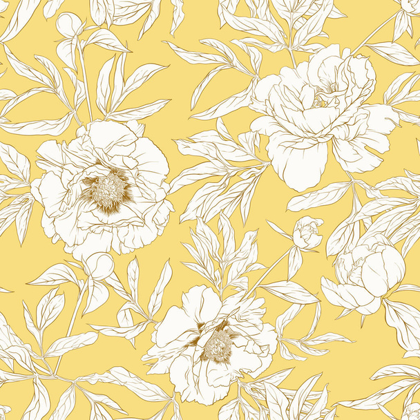 Peony flower. Seamless pattern, background. - Wektor, obraz