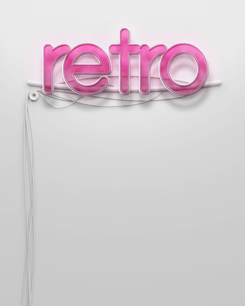 Glowing neon signboard with Retro word, copyspace - Φωτογραφία, εικόνα