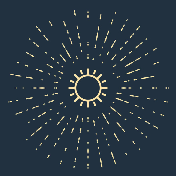 Bej Sun simgesi koyu mavi arka plan üzerinde izole. Soyut daire rasgele nokta. Vektör İllüstrasyonu - Vektör, Görsel