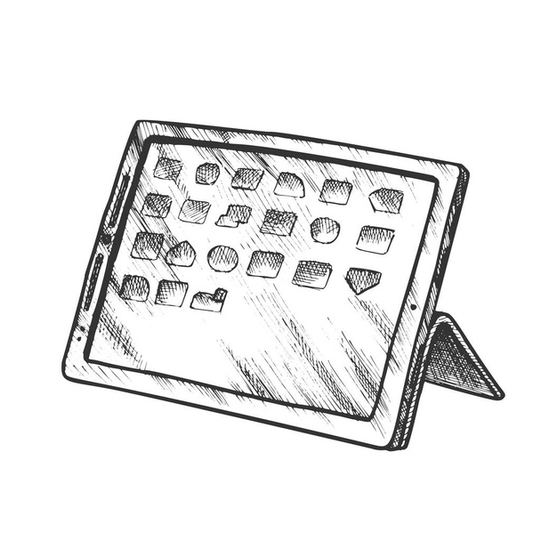 Elektroninen tabletti digitaalinen gadget yksivärinen vektori
 - Vektori, kuva