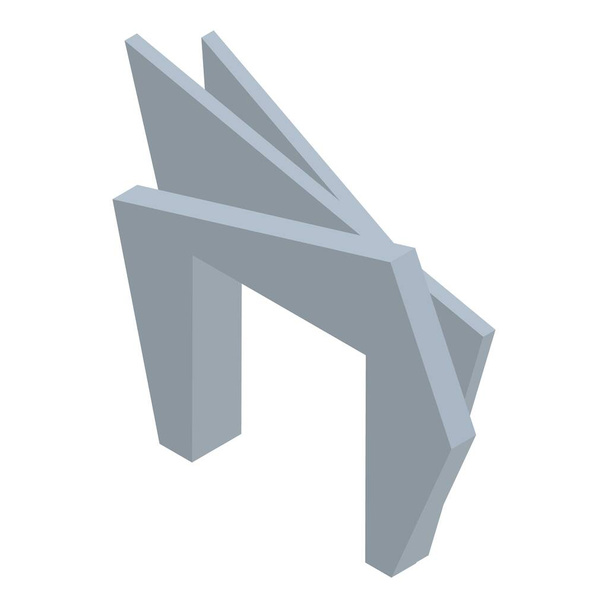 Grey wood arch icon, isometric style - Vector, afbeelding
