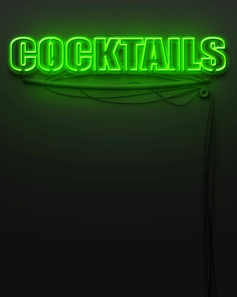 Neon glowing sign with word Cocktails, copyspace - Zdjęcie, obraz