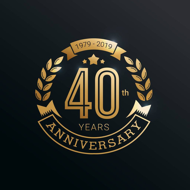 Aniversario insignia de oro 40 Años con estilo oro Vector Ilustración
 - Vector, Imagen