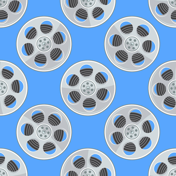 Катушка пленки без швов. Cinema Movie Reel текстура с плоским и твердым цветом. иллюстрация
 - Фото, изображение