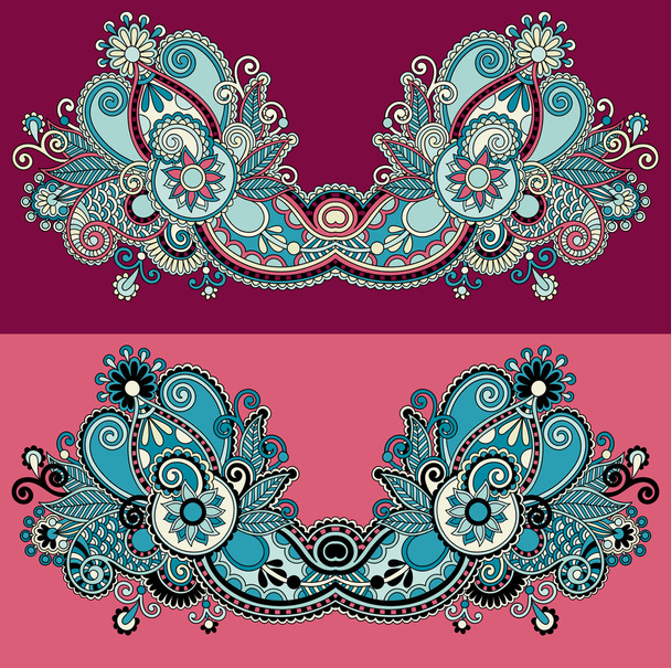 Neckline ornate floral paisley embroidery fashion design - Διάνυσμα, εικόνα