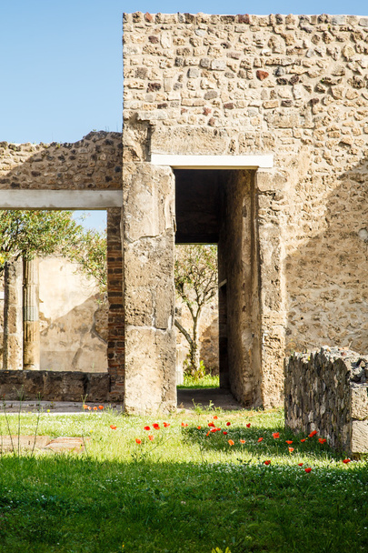 duvarlar ve koridorlarda antik Pompei - Fotoğraf, Görsel