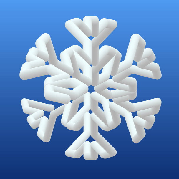 Vector 3d icono de copo de nieve siolado sobre fondo azul degradado
. - Vector, imagen