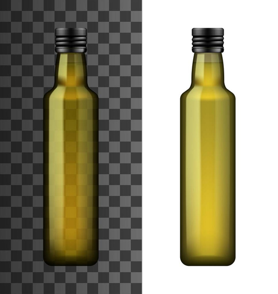 Extra virgin olive or sunflower oil in bottle - Vektor, kép