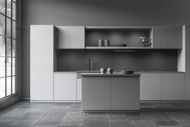 Modern build-in kitchen 3D render - Photo, Image
