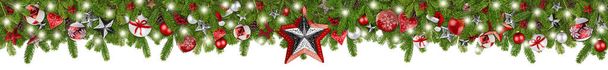 guirnalda de Navidad pancarta panorámica super amplia con ramas de abeto r
 - Foto, Imagen