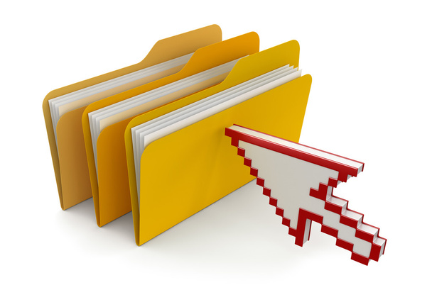 Folders with files and cursor - Φωτογραφία, εικόνα