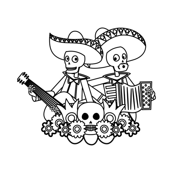 teschi di mariachis messicani che suonano chitarra e fisarmonica
 - Vettoriali, immagini