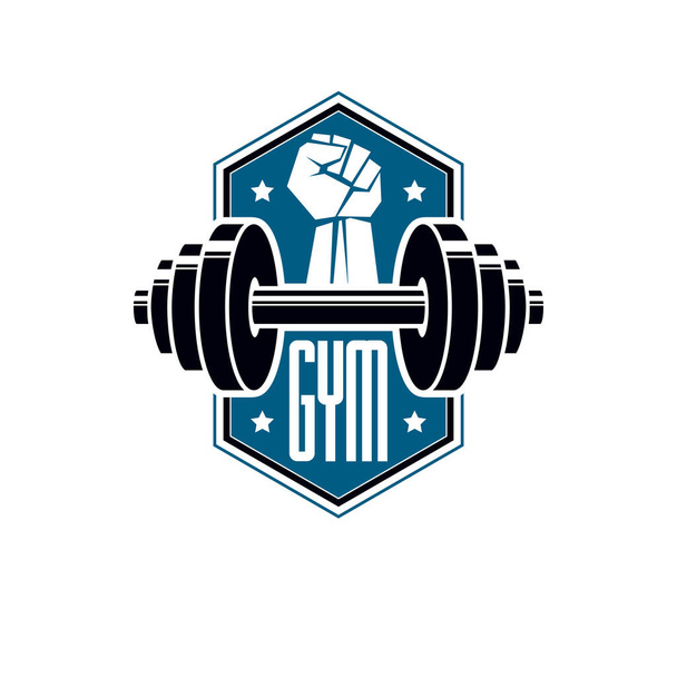 Логотип спорта для тренажерного зала и фитнес-клуба, ретро стиль v
 - Вектор,изображение