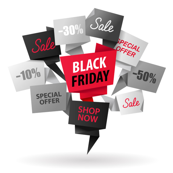 Чорна п'ятниця Продаж Рекламне просування орігамі банер або флаєр
 - Фото, зображення