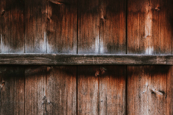 Texture of vertical mahogany old wood with cross beam - Фото, изображение