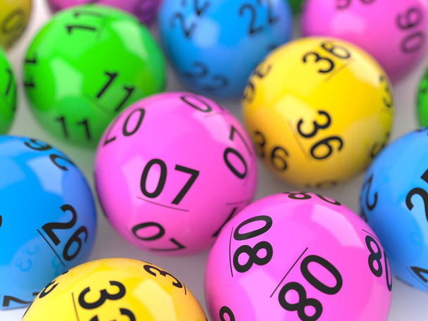 Loterij ballen op close view - Foto, afbeelding