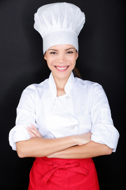 Asian female chef in chef whites uniform and hat - Photo, image
