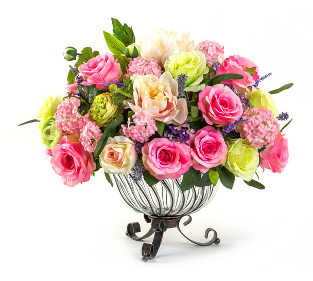 Bouquet of roses in glass vase - Photo, Image