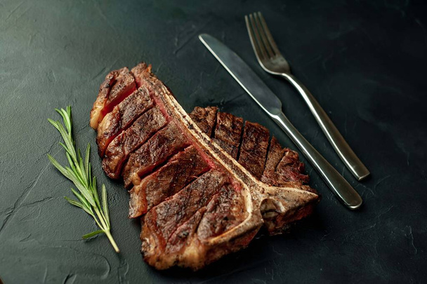 grilled meat steak on dark background - Photo, Image