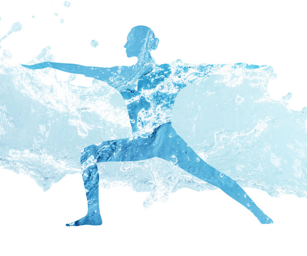 Water silhouette of woman in yoga position. - Photo, Image