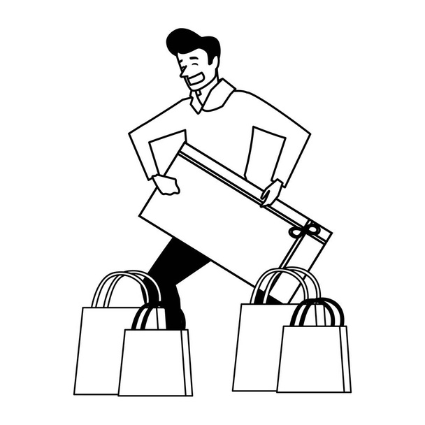 Isolated man shopping vector design - Вектор,изображение