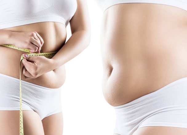 Collage de mujer gorda con pliegues abdominales
. - Foto, imagen