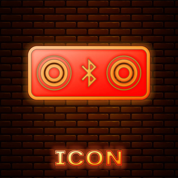 Icona luminosa altoparlanti Bluetooth al neon isolato su sfondo muro di mattoni. Altoparlante stereo Bluetooth. Illustrazione vettoriale
 - Vettoriali, immagini