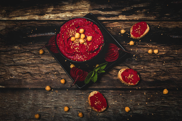 Homemade Red beetroot hummus with chickpeas - Fotó, kép