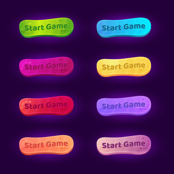 アーケードゲーム用の8つのグラデーションボタンのセット. - ベクター画像