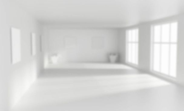 Nagy, üres fehér szoba. 3D-s renderelés. - Fotó, kép