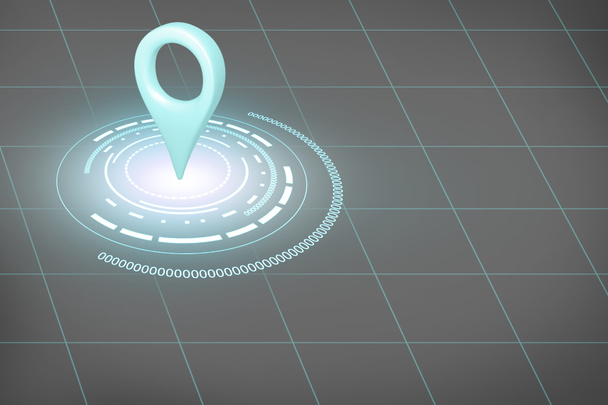 Navigation symbol on the gray grid. 3d rendering. - Photo, Image